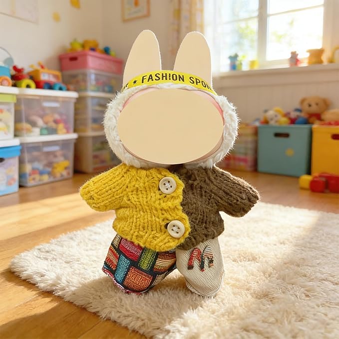 Ezcora 6 Sets Doll Clothes for 17cm Dolls, Fashion Outfit Collection with Hats & Accessories for 6.7 Inch Mini Doll, (No Dolls) (Cozy Indie Style)
