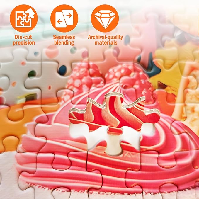 Jigsaw Puzzles for Adults 1000 Pieces, Colorful Delicious Donut Food Cakes Difficult Challenging Unique Puzzle for Game Night Family Home Decor, 20x27 Inches, Cakes