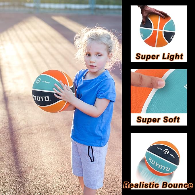 KUYOTQ Kids Youth Adult Size 3/4/5/6/7 (22/25.5/27.5/28.5/29.5") Basketball Premium Rubber or Faux Leather Basketball Indoor Outdoor Basketball for Boys Girls Womens Mens Basketball Gifts (Deflated)