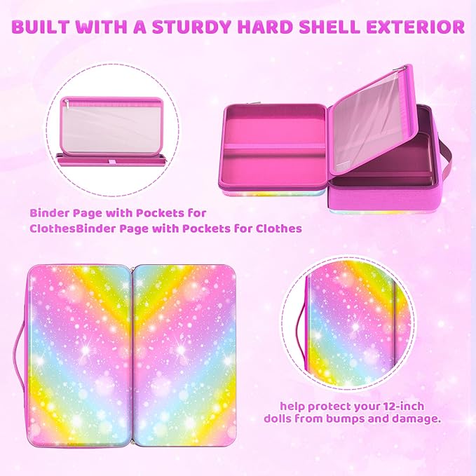 Stylish Travel Case for 12 Inch Fashion Dolls - Storage Solution with Pockets for Doll Accessories - Best for On-The-Go Travel (2-Starlit Sky)