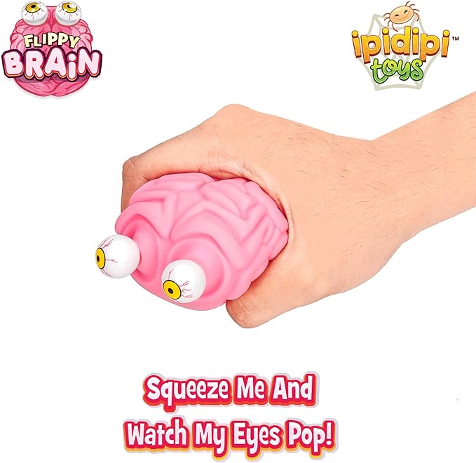 IPIDIPI TOYS Flippy Brain Squishy Eye Popping Toy – Easter Basket Stuffers - Fun Fidget Sensory Squeeze Toy, Birthday Party Favors, Goodie Bag Stuffers for Boys and Girls