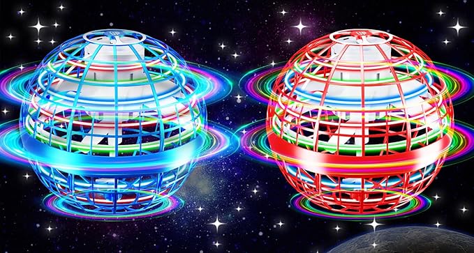Flying Orb Ball Toy,2026 Upgraded Parachute LED,Magic Hand Controlled Flying Gravity Ball,Cosmic Globe Boomerang,Cool Christmas Birthday Gift for 6 7 8 9 10+ Year Old Boys Girls-Blue & Red