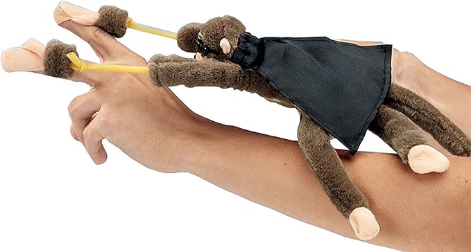 Playmaker Toys - Flying Screaming Flingshot Slingshot Animal Novelty Plush Doll Toy, Launches up to 50 Feet (Monkey)