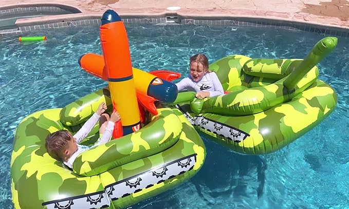 Inflatable Pool Fighting Toy, Tank Pool Float for Children and Adults, Water Game Float for Swimming Party Hit to Score Fun
