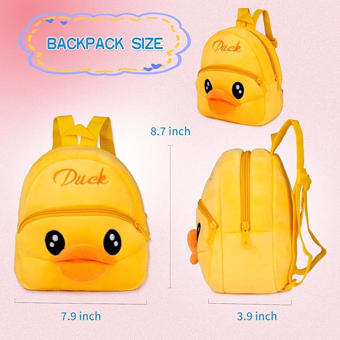 Reborn Baby Doll Clothes 17 inch Yellow Duck Outfits for 16-18 Inch Reborn Baby Doll Diaper Reusable Accessories 12 Pcs Set Backpack for Boys & Girls