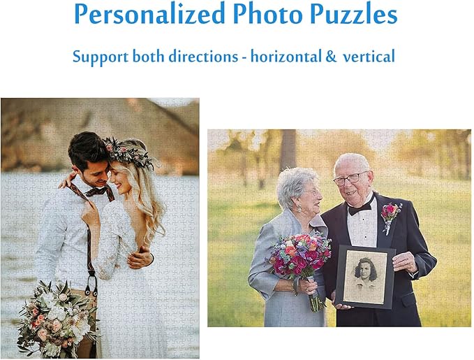 Custom Puzzle 35/70/100/120/300/500/1000/1500/2000 Pieces Personalized Puzzles from Photos, Custom Picture Puzzles Customized Jigsaw Puzzle for Adults Teens Family Couple Lover Wedding Birthday Gift
