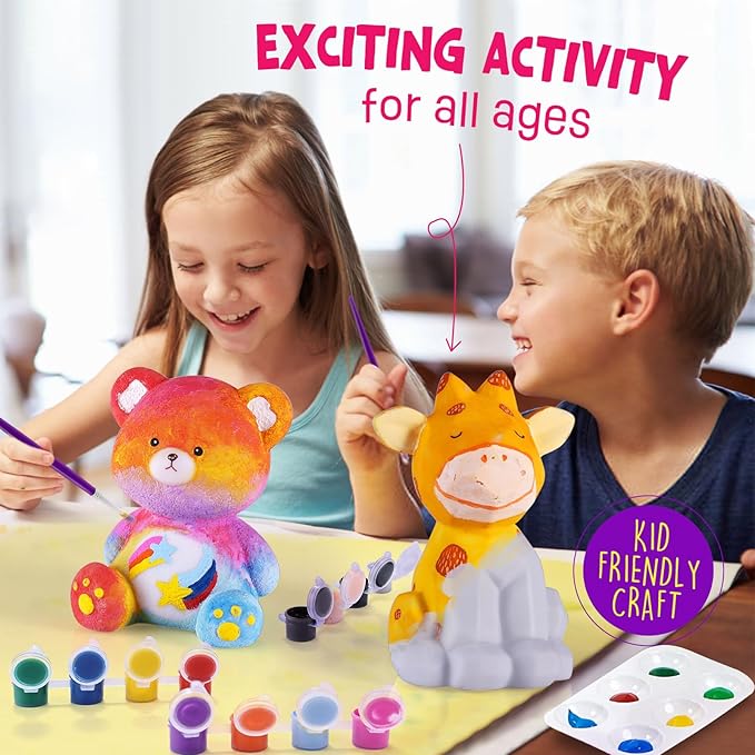Paint Your Own Bear Lamp Kit, Art Supplies Bear Painting Kit for Kids 6-12, Arts and Crafts for Kids Ages 8-12, Bear Toy Girls Boys Birthday Easter Gifts for Kids Ages 3 4 5 6 7 8 9 10 11 12+