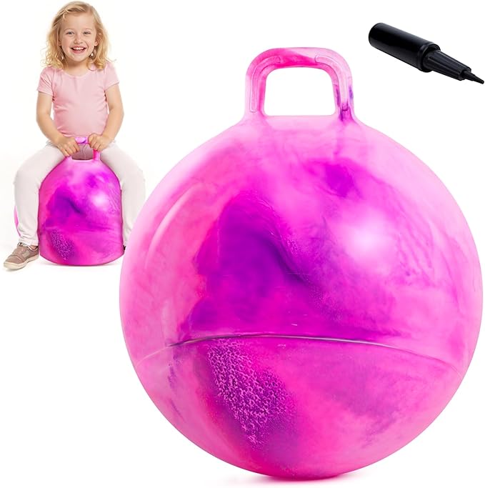 EVERICH TOY Hopper Ball for Kids, 18-Inch Sit On Bouncy Ball with Handle, Purple Pink Clouds Girls Toys - Fun Indoor Active Play, Inflatable Balance Toy, Great Birthday Gifts for 4 5 6 7 8 Years Old