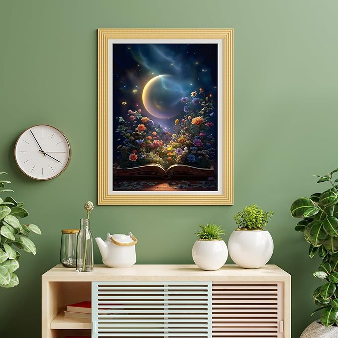 Puzzles for Adults 500 Pieces, Flowers Jigsaw Puzzles - Starry Night Flower Book, Impossible Book Puzzle for Seniors Families, 20.47x14.96 Inches, 1:1 Poster, Letter On The Back