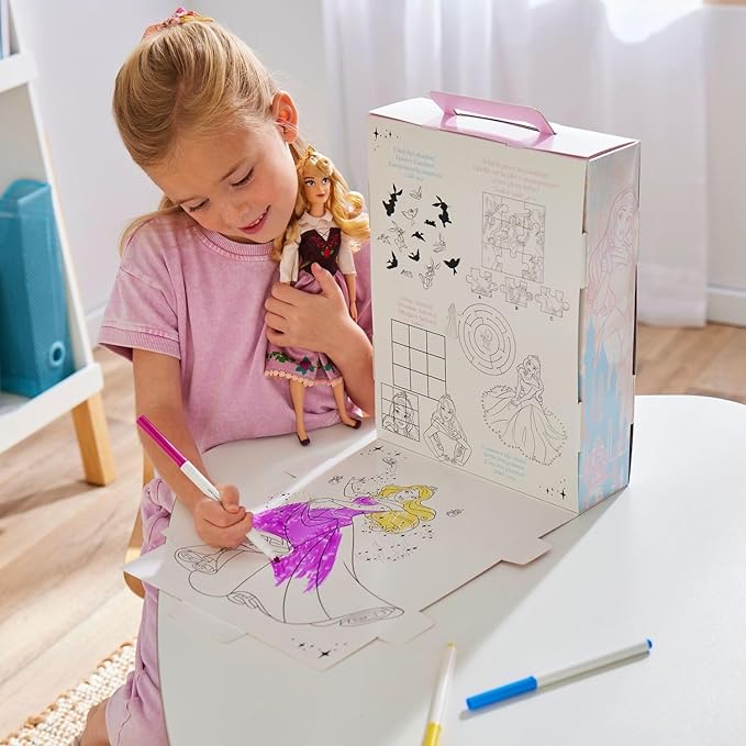 Disney Store Official Aurora Story Doll - 11 Inches - Includes Coloring Book and Additional Dress, Princess Doll in Classic Outfit, Disney Princess Toys for Girls