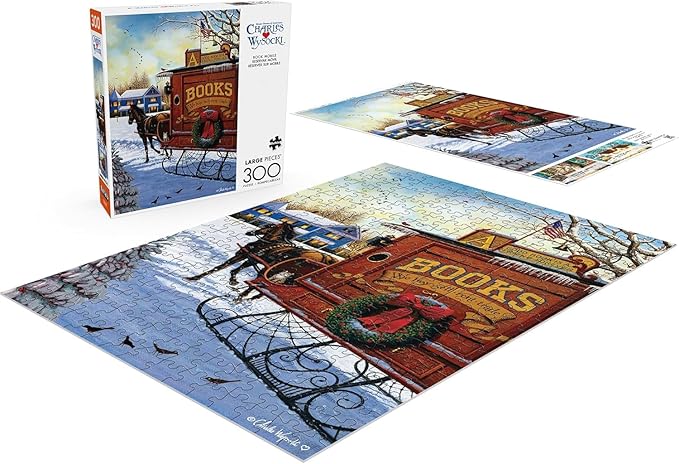 Buffalo Games - 300 Piece Charles Wysocki Jigsaw Puzzle - Holiday Sleigh and Book Themed Puzzle - Great for Adults and Families