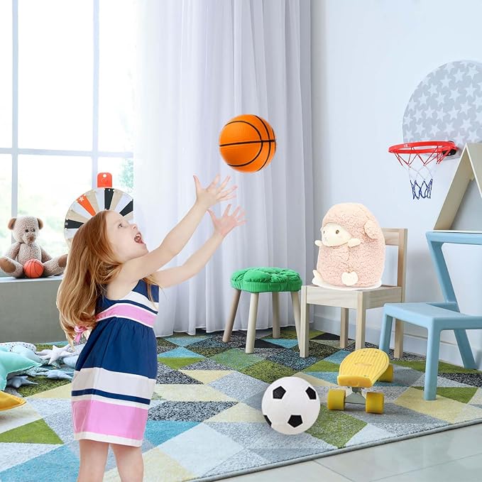 Toddler & Little Kids Small Basketball, 5" Mini Basketball w/Pump, Small Inflatable Balls for Boys and Toddler, Indoor Outdoor Basketball Set, Safe PVC Basketball for Kids Age 3-8