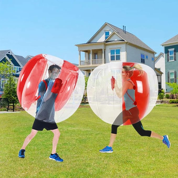 ZHUYNXIR 2 PC Sumo Ball for Adults, Bumper Bounce Balls for Kids, Inflatable Bounce Ball for Kid, Body Zorb Ball for Kids Outdoor Team Gaming Play (48 in,Red+Red)