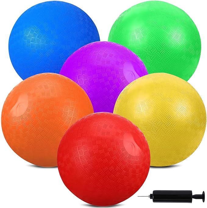 Huaerle 18 Pcs Sports Kickball Set Includes 2 Playground Ball with Air Pump 4 Rubber Throw Down Bases 10 Foul Line Cones and a Flip Scoreboard for Boys Girls Adults Playground School Backyard