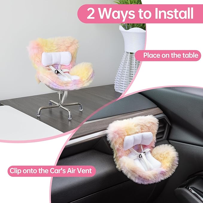 Doll Car Seat Compatible with Bubudoll, Small Seat for 10-17cm Blind Box Toys, Including Air Vent Clip, Desktop Stand, Adjustable Safety Strap, Airflow-Friendly Design, Ideal Car Decor Gifts