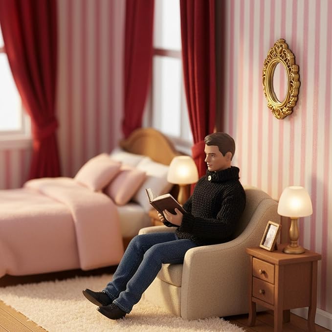 YUXIANLB 8 Pcs Miniature Dollhouse Mirror Set with Carved Golden Edges, European Style Victorian Baroque Wall Decor for 1/12 Scale Dollhouse Display, Mini Furniture Accessory Gold