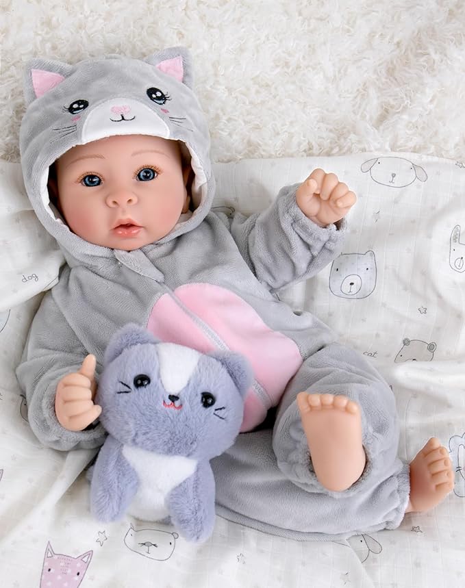 Aori Lifelike Baby Dolls - Realistic 17-Inch Baby Girl with Cute Lightweight Body, Real Life Baby Doll Set with Accessories for 3+ Kids Girls & Collection