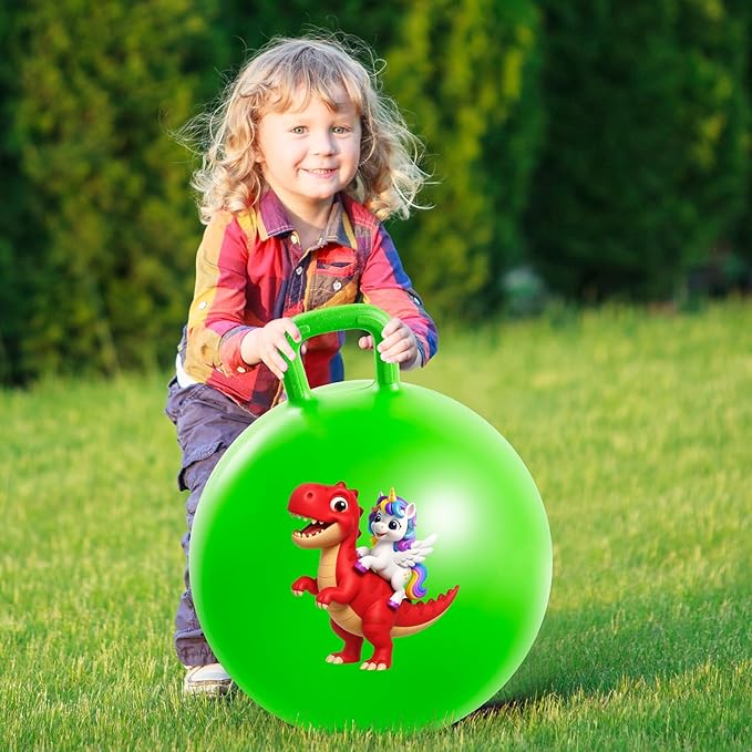 ZOOJOY Hopper Ball 2 Pack, 18 in Bouncy Ball with Handle for Kids, Unicorn & Dinosaur Girls Boys Toys, Best Inflatable Active Play Toys Gifts for 3 4 5 6 7 8 Yr Old Girls Boys