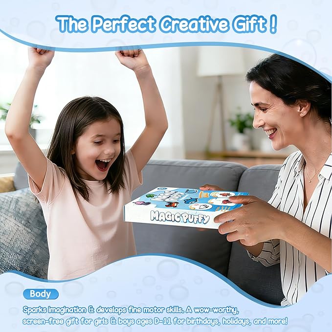 Taotuo Magic Foam Texture Painting Kit - 3D Art Puffy Paint Kit, 15 Ocean Mess-Free Paint by Number Craft for Kids Ages 3-10
