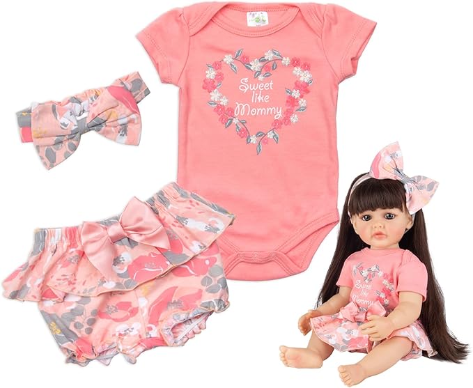 Reborn Baby Doll Summer Clothes 24 Inch Girl Sweet Skirt Outfits for 22-24 Inch Reborn Girl Dolls Clothes