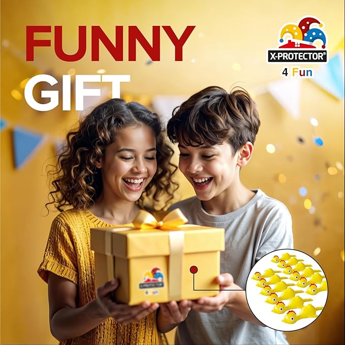 X-Protector Rubber Chicken Slingshot - 12 PCS Pack - Flying Finger Slingshot - Yellow Chicken Flingers Sling Shot Toys for Kids - Funny Adult Pinata Stuffers - Premium Slime for Fingers!
