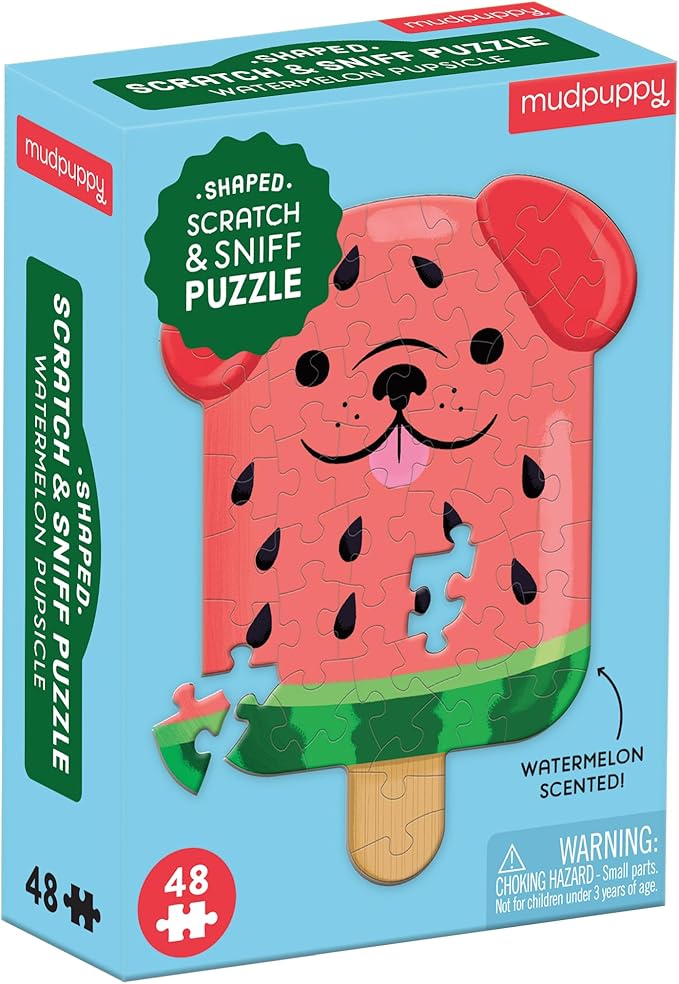 Mudpuppy Watermelon Pupsicle 48 Piece Scratch and Sniff Shaped Mini Puzzle