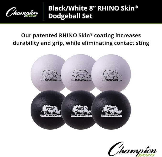 Champion Sports® Rhino Skin® Low Bounce Dodgeball Sets & Singles for Playground, PE, Backyard & League Games – Team Sports Equipment for Youth & Adults