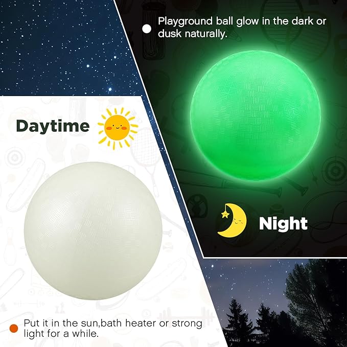 Hiboom Glow in The Dark Kickballs Dodgeballs Light up Playground Bouncy Balls with Pump for Adults Playground Backyard Outdoor Glow in The Dark Activities