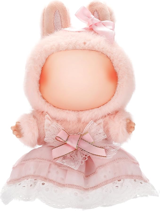 Doll Clothes for Labubu 17cm Have a Seat & Exciting Macaron & Big into Energy Series Dolls, Adorable Chic Dress Set for 17cm Dolls Accessories (Pink Skirt + Hairband)