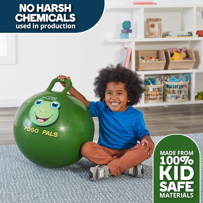 Flybar Hopper Ball for Kids, Inflatable Bouncy Ride-On Ball w/ Handle for Indoor & Outdoor Active Play, Includes Pump, Jump Ball Toy for Boys & Girls, Supports Up to 185 lbs, Ages 6+, 22-Inch, Medium