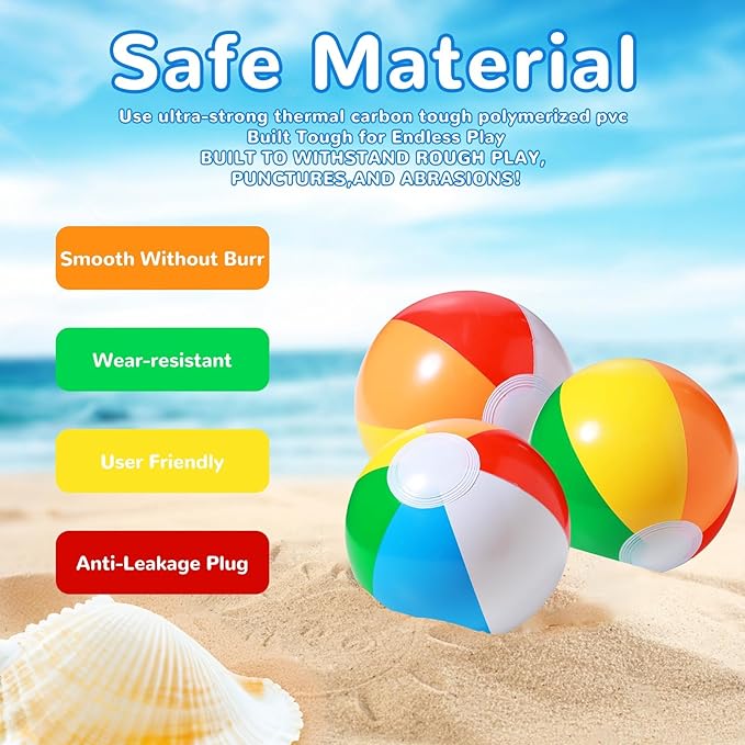 SCIONE 28 Pack Mini Beach Balls Bulk, 5-Inch Inflatable Rainbow Beach Balls for Kids, Ideal for Pool Toys, Beach Theme Party Decorations and Outdoor Games, Hawaiian Tropical Theme Decorations Supplies