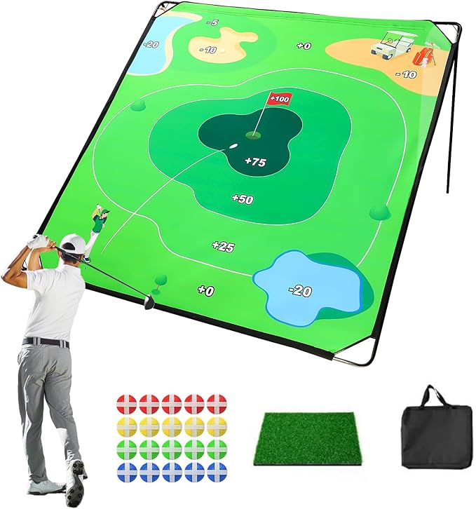 70"x70" Golf Chipping Game Practice – Portable Training Game for Indoor & Outdoor Use, Improve Short Game Accuracy for Adults, Juniors & Beginners