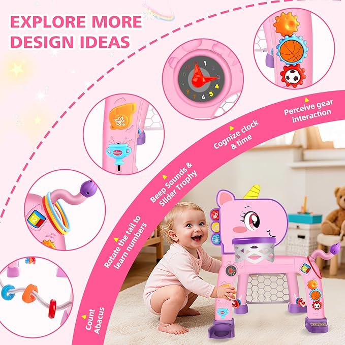 Toddler Basketball Hoop & Soccer Goal: Toys for 1 2 3 Year Old Boys Girls Kids Sports Activity with Light Sound Music Montessori Toys for Baby 12-18 Months | Birthday Gifts for Ages 1-3