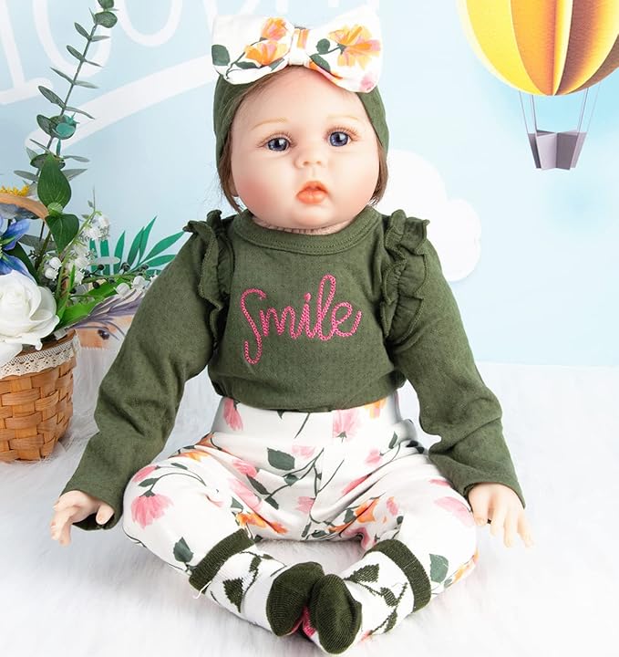 Reborn Dolls Clothes 24 Inches Accessories Outfits 4pcs for 22"- 24" Reborn Baby Girl Dolls Newborn Baby Doll Clothes