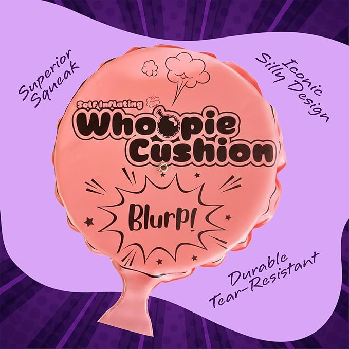 ArtCreativity Self Inflating Whoopie Cushion, 2 Pack, 7 Inch Whoopee Cushions Goodie Bag Stuffers, Classic Prank Toys for Boys and Girls, Party Favors and Gag Gifts for Kids, Whoopie Makes Gas Sounds