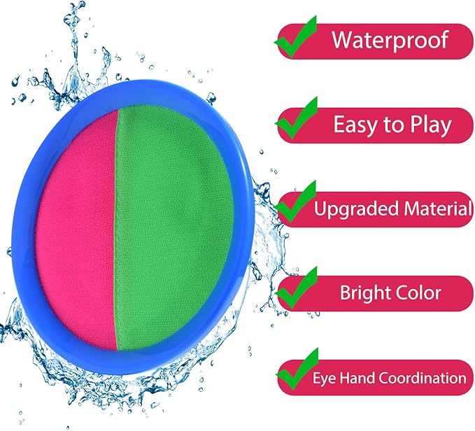 Toss and Catch Ball Set, Paddle Catch Ball and Toss Game for Kids, Great Beach Games/Backyard Games/Outdoor Games for Kids and Family