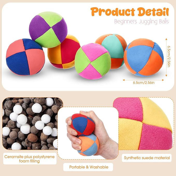 Liliful 24 Pcs 2.56 Inch Footbag Bulk Small Hacky Ball Multicolored Foot Indoor Toy for Kids Adults Teens Beginners Gifts Juggling Playing Games Party Favors