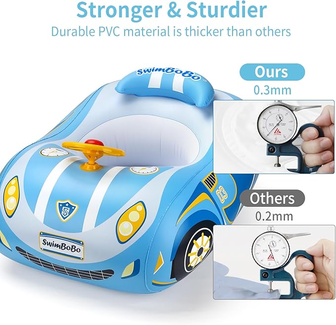 Swimbobo Toddler Pool Float with Seat Boat Inflatable Ride-on Car for Kids Outdoor Toys
