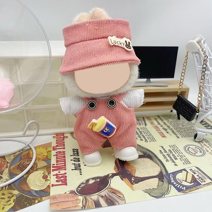 6 Pack Doll Clothes for LABUBU 17cm Doll, Exquisite Luxury Designer Outfits with Hats & Accessories, Cute Doll Clothing Set Suitable for Dress up Unique Style (No Dolls)