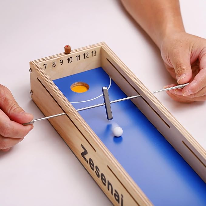 Micro Football Game – 2-Player Wooden Tabletop Skill Game, Mini Foosball & Hockey Fast-Action Play, Family Night or Friends Party, Soccer Board Game Gift for Kids & Adults