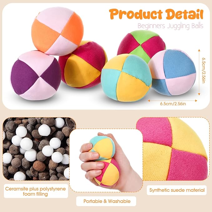 Liliful 24 Pcs 2.56 Inch Footbag Bulk Small Hacky Ball Multicolored Foot Indoor Toy for Kids Adults Teens Beginners Gifts Juggling Playing Games Party Favors