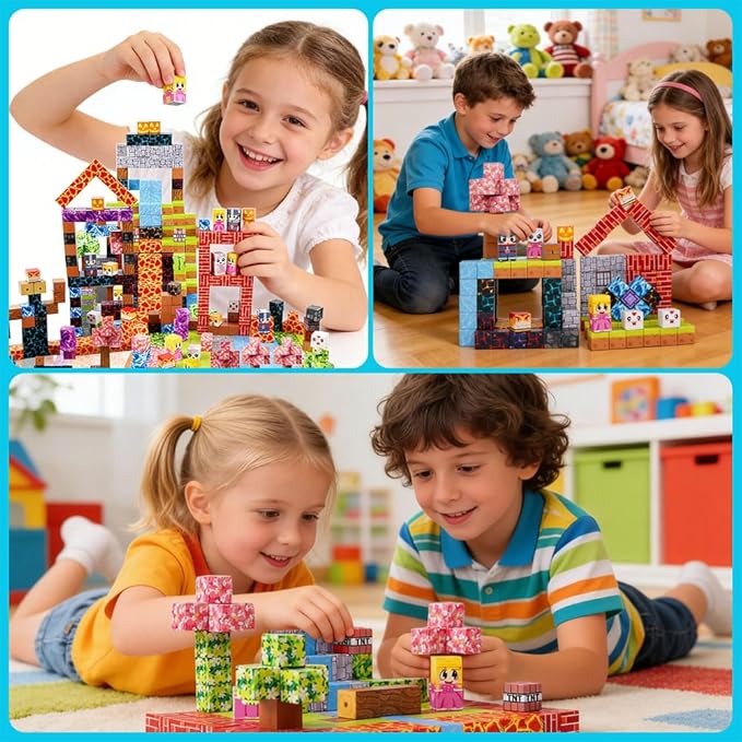 150 PCS Magnetic Building Blocks for Kids Magnet Build Cubes Toys Magnets STEM Montessori 0.8in Sensory Construction Game for Toddler Ages 3 4 5 6 7 8 9 10 Boys Girls Christmas Birthday Gifts