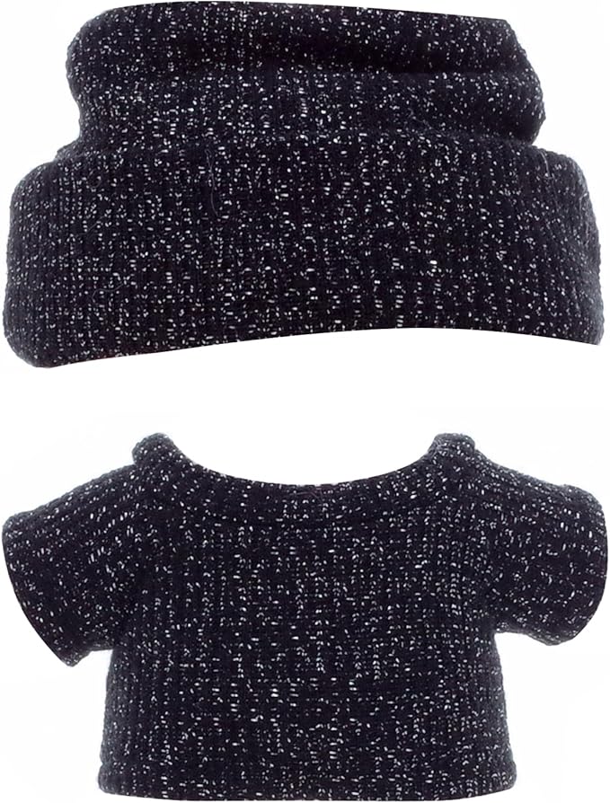 Etistta 17cm Doll Clothes with Hat, Glitter Knit Cap Top, Black