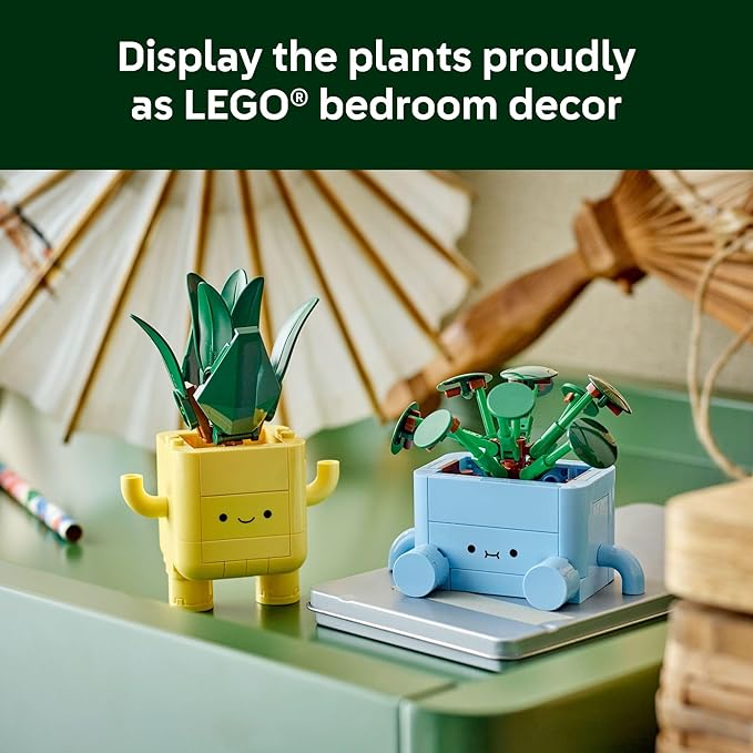 LEGO Botanicals Happy Plants Building Toy for Kids, Girls, and Boys 9+ - Playroom Decor for Desk or Shelf - Birthday Gift Idea for Young Gardeners - Artificial Indoor Plant for Play & Display - 10349