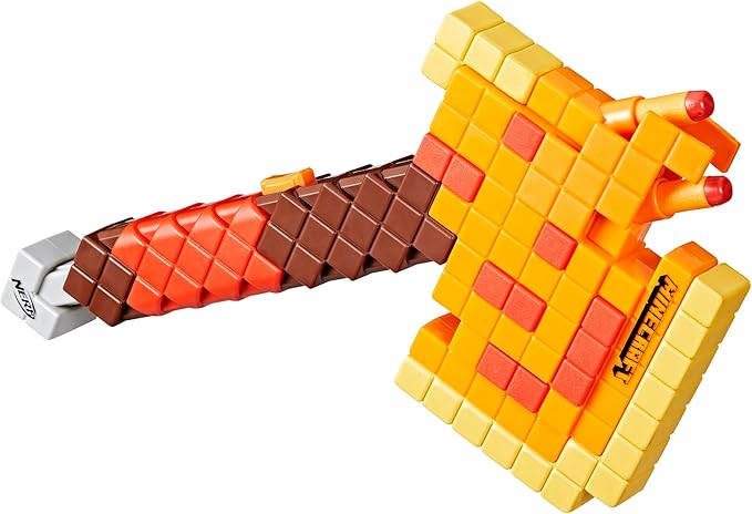 Nerf Minecraft Firebrand, Dart Blasting Axe, 6 Elite Foam Darts, Design Inspired by Minecraft Axe in The Game, Pull Down Priming, Minecraft Toys