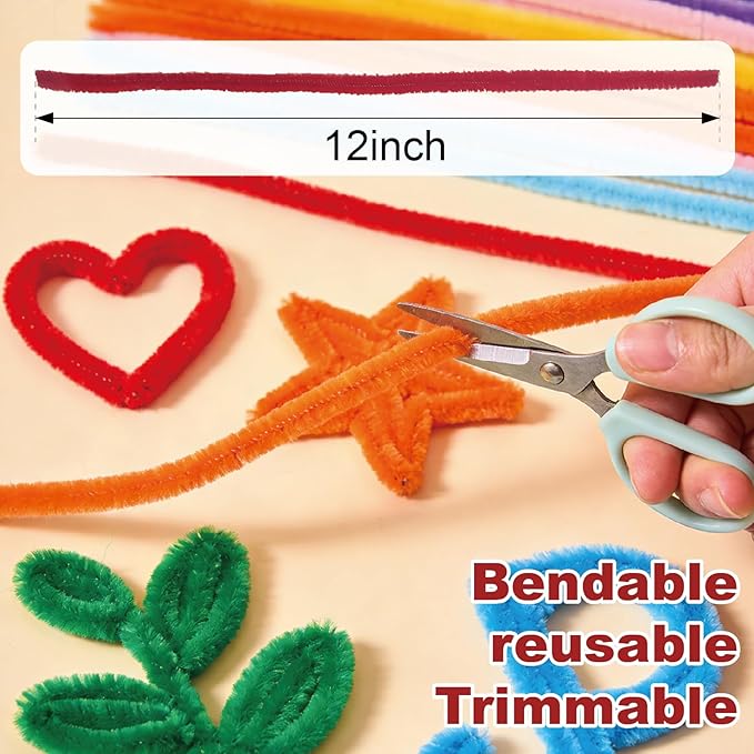1000PCS 20 Colors Pipe Cleaners Bulk, Durable Chenille Stems, Multicolored Limpia Pipas, Pipe Cleaners Craft for DIY Crafts, Flower Making Kit, Arts and Crafts Supplies, School Decorations.