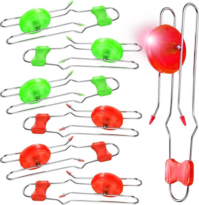 Sumind 6 Pcs Magnetic Gyro Wheels Toy Retro Light up Gyroscope Rails Twirler Easter Gyroscope Gift Kid Sensory Trick Yoyo Sensory Fidget Toys for Boy Girl(Straight Rail,Green, Red)