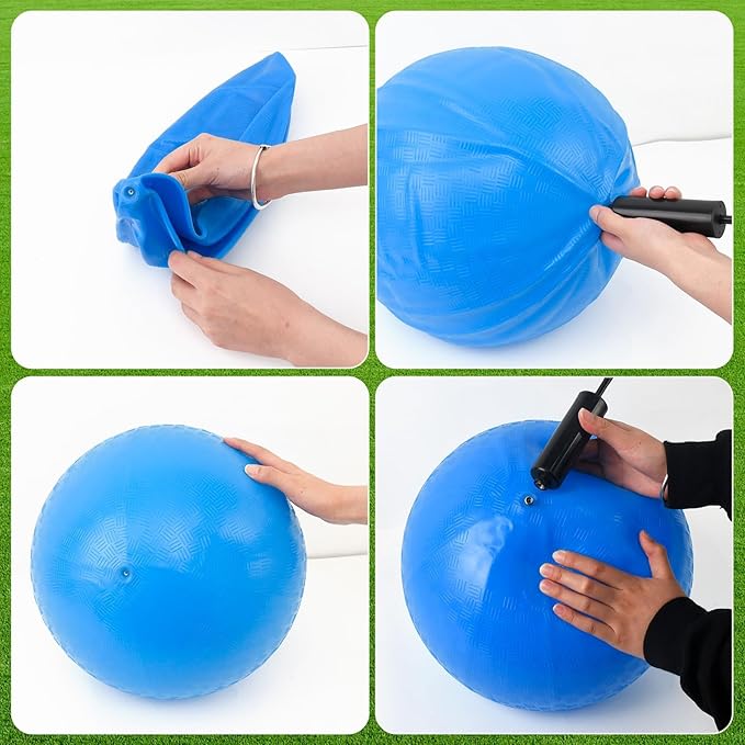 18-Inch Jumbo Playground Balls (3 Pack, Red&Blue&Green) - Oversized Inflatable PVC Balls for Kids & Pets, Backyard Grass Play, Indoor/Outdoor Games with Hand Pump