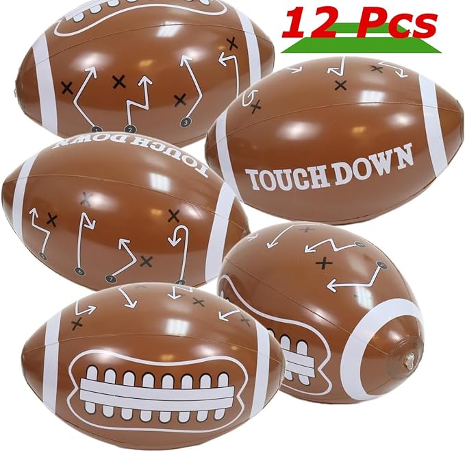 GiftExpress 12pc 16" Inflatable Footballs for Gameday and Party Favor, Sport Party Decorations, Super Fun Football Games Playbook - Playcall