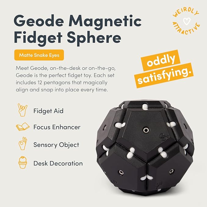 Speks Geode Magnetic Fidget Toy | Sensory Desk Toy for Adults & Teens 14+ | Stress Relief Gift | Sphere, Snake Eyes